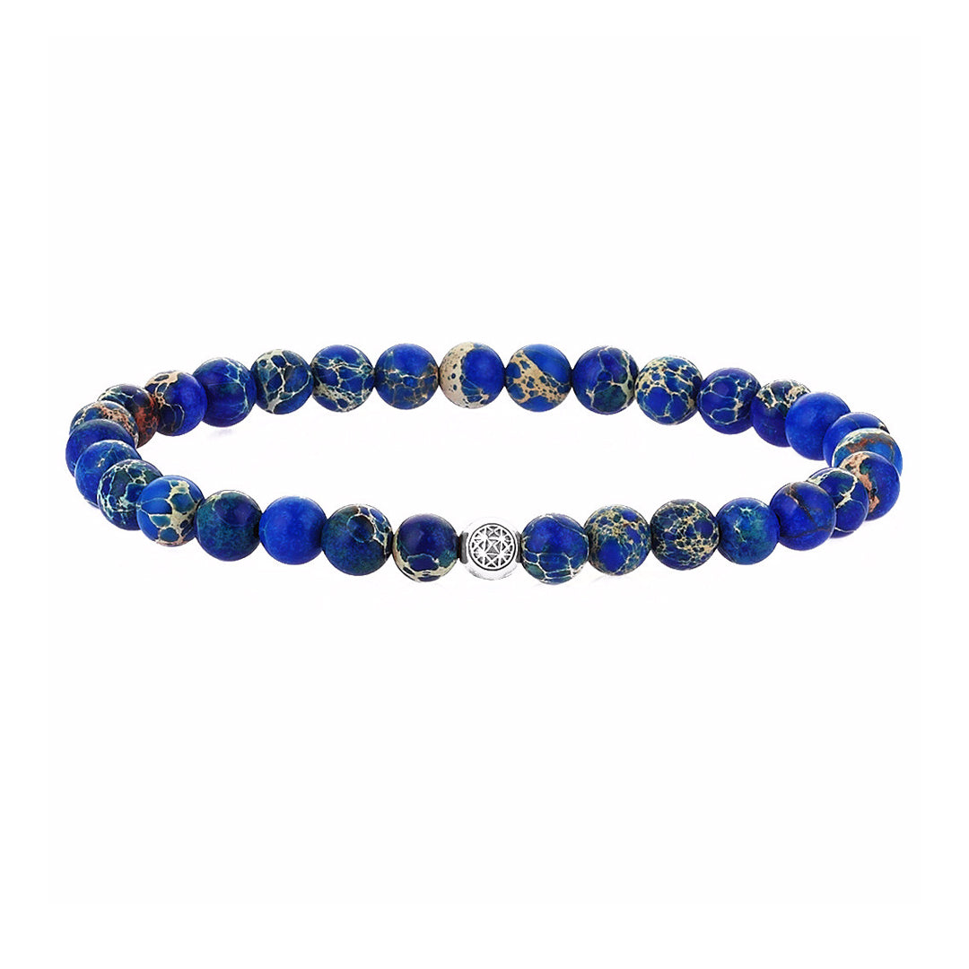 Atolyestone Jasper Doğal Taş Bileklik - Mavi Jasper - 925 Ayar Gümüş