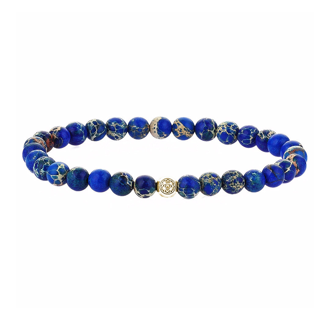 Doğal Taş Jasper Bileklik - Mavi Jasper - 925 Ayar Gümüş