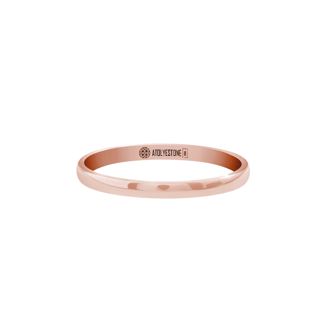 Bombeli Alyans Yüzük 2 mm Rose Altın