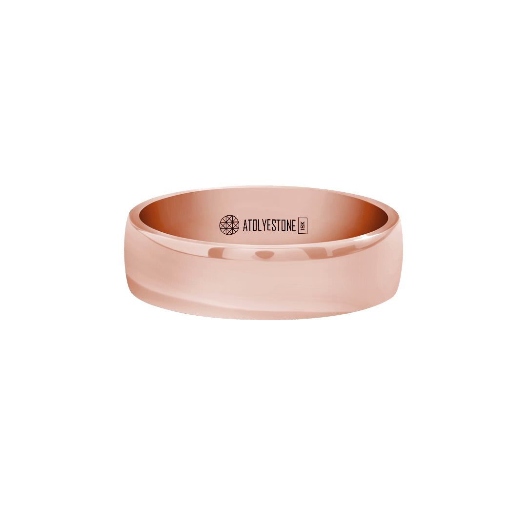 Bombeli Alyans Yüzük 6 mm Rose Altın