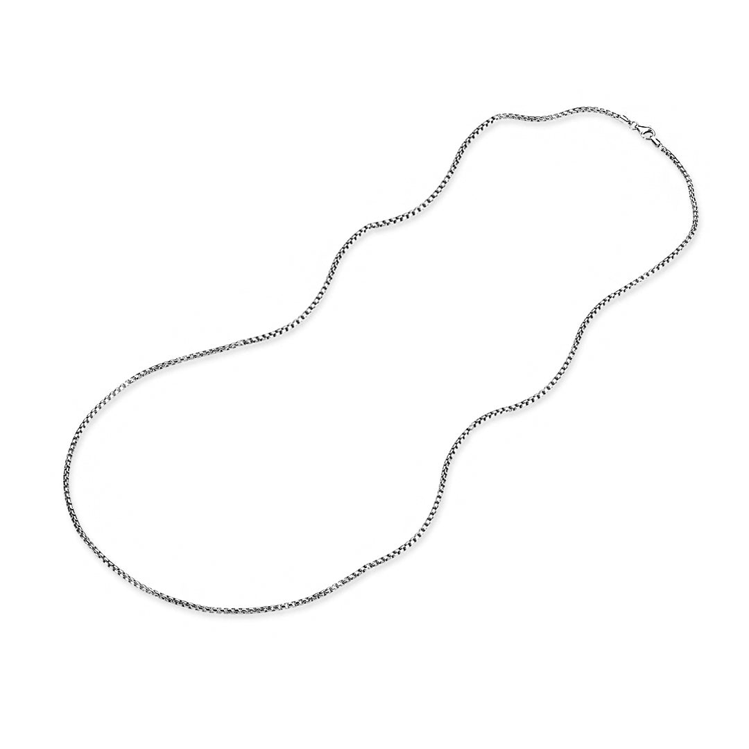 Erkek Minimalist Kübik Zincir Kolye - Beyaz Altın