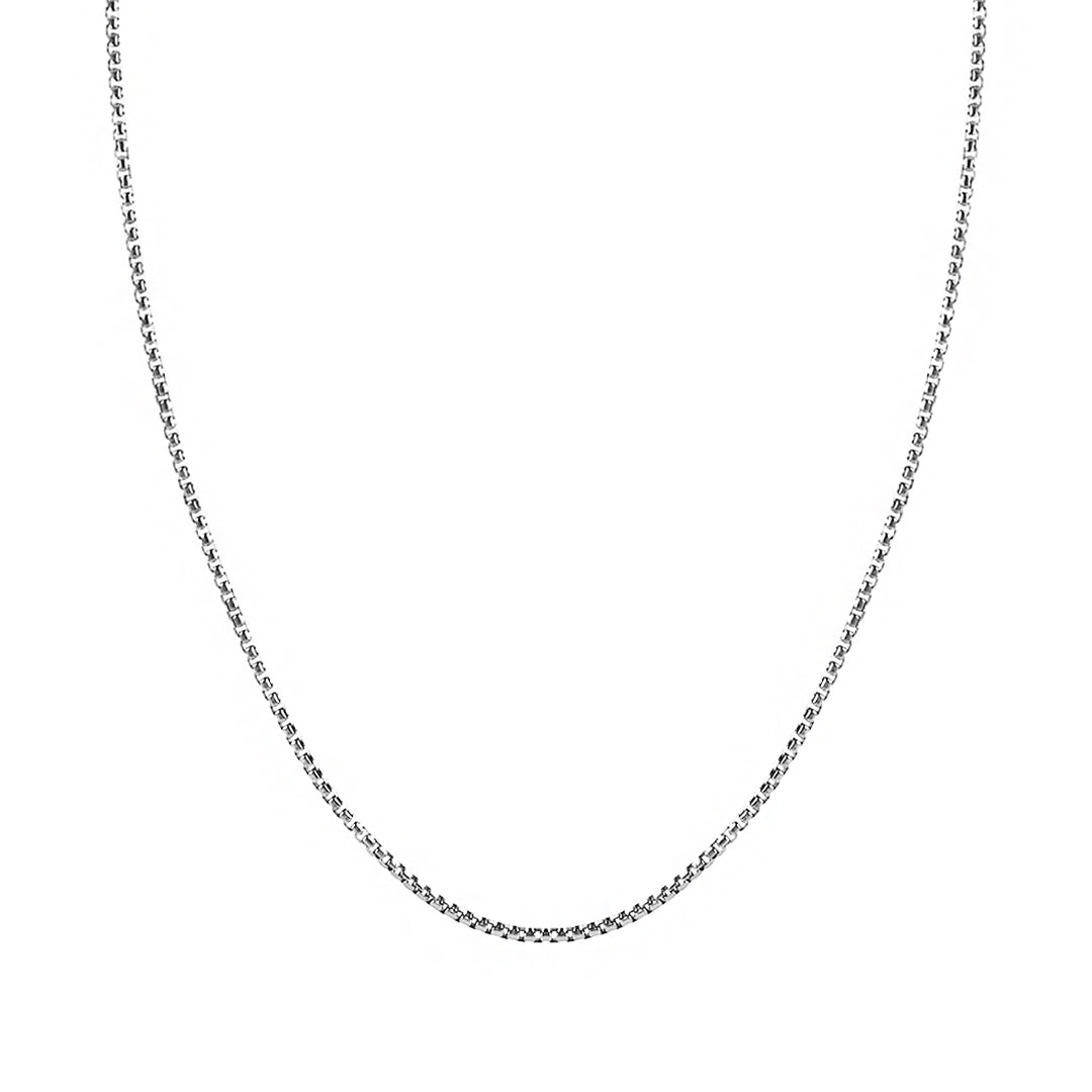 Minimalist Kübik Zincir Kolye - Beyaz Altın