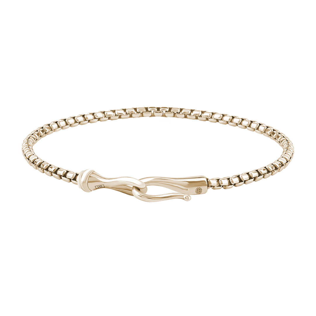 Erkek 14 Ayar Altın Kancalı Kübik Zincir Bileklik - Sarı Altın