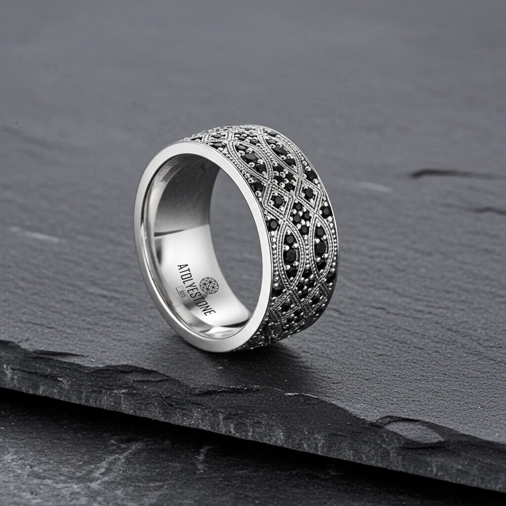 Erkek için 925 Ayar Saf Gümüş Streamline Alyans Yüzük