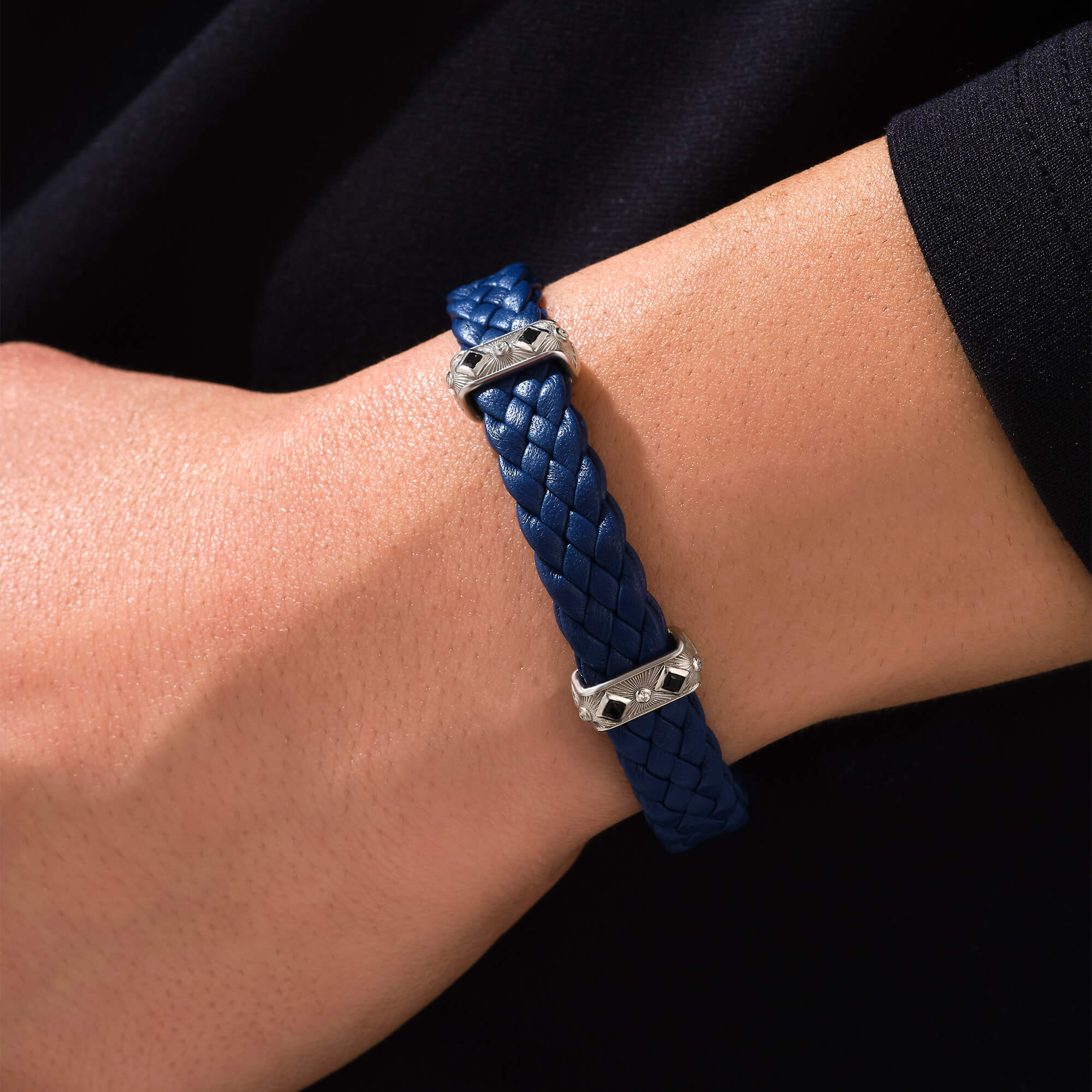 Sunbeam Element Deri ve 925 Ayar Gümüş Erkek Bileklik