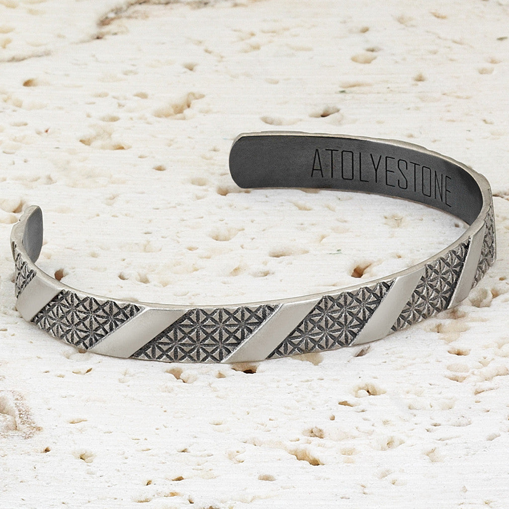 Çizgili Cuff Bileklik - - Atolyestone Türkiye