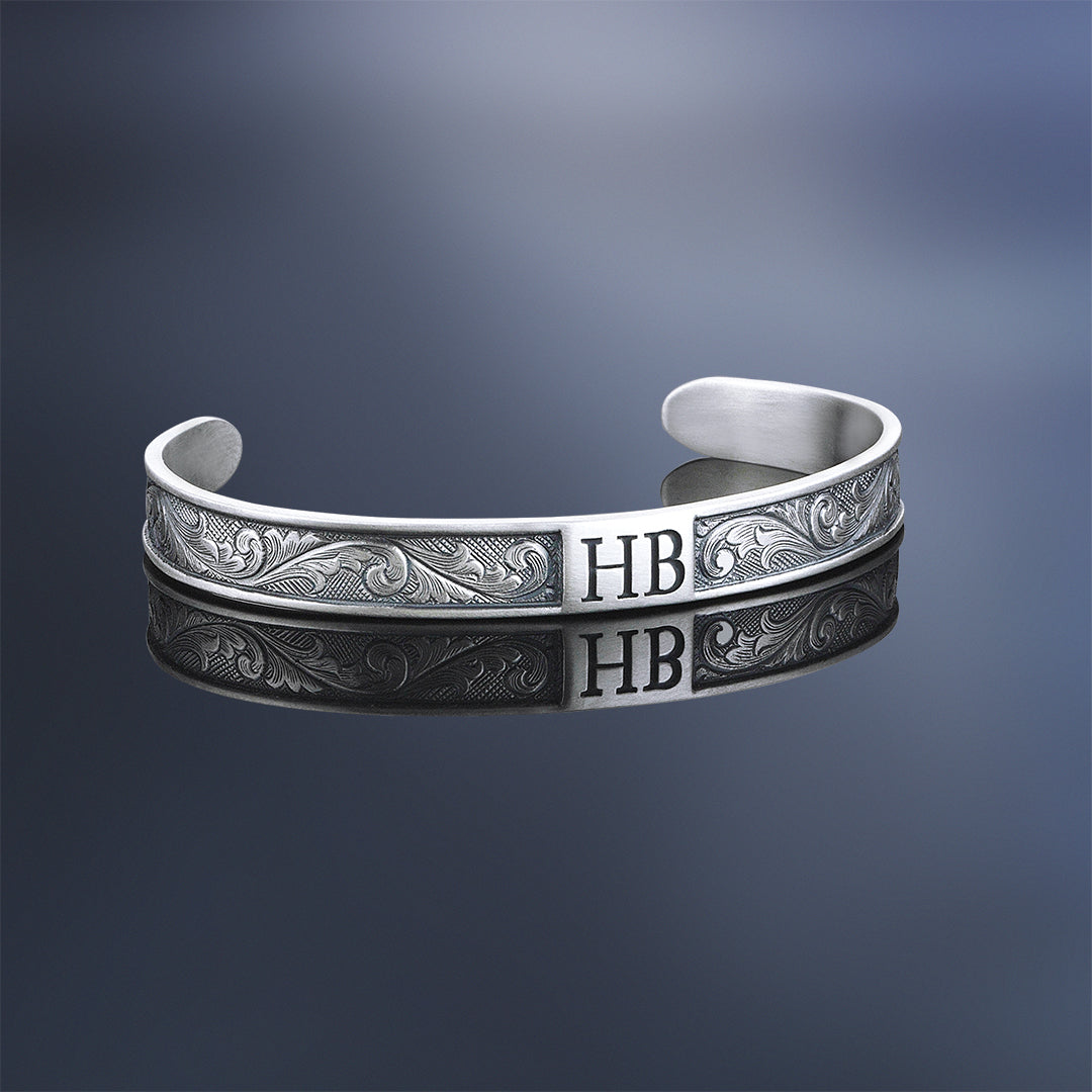 Kişi Özel Klasik İşlemeli Cuff Bileklik - - Atolyestone Türkiye