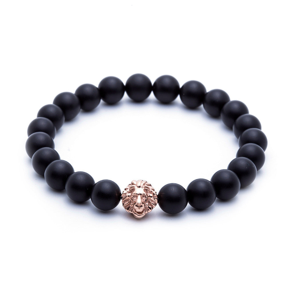 Mat Oniks Aslan Bileklik - Leo Beaded Bracelet - Atolyestone Türkiye