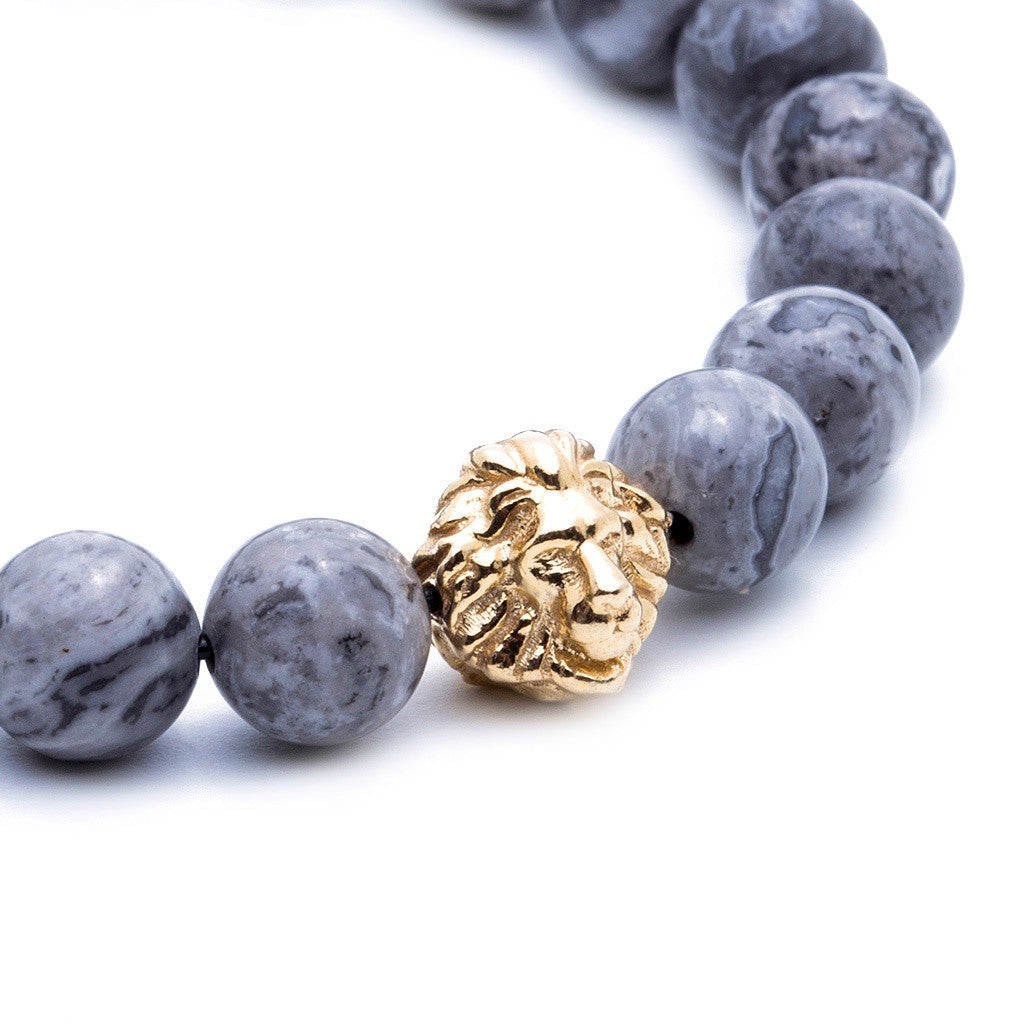 Aslan BİLEKLİK - Grİ Jasper - Leo Beaded Bracelet - Atolyestone Türkiye