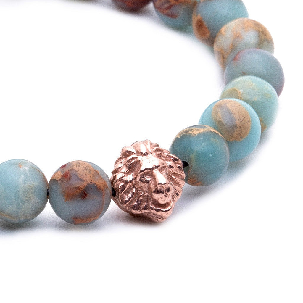 Aslan Bileklik Aqua Terra - Leo Beaded Bracelet - Atolyestone Türkiye