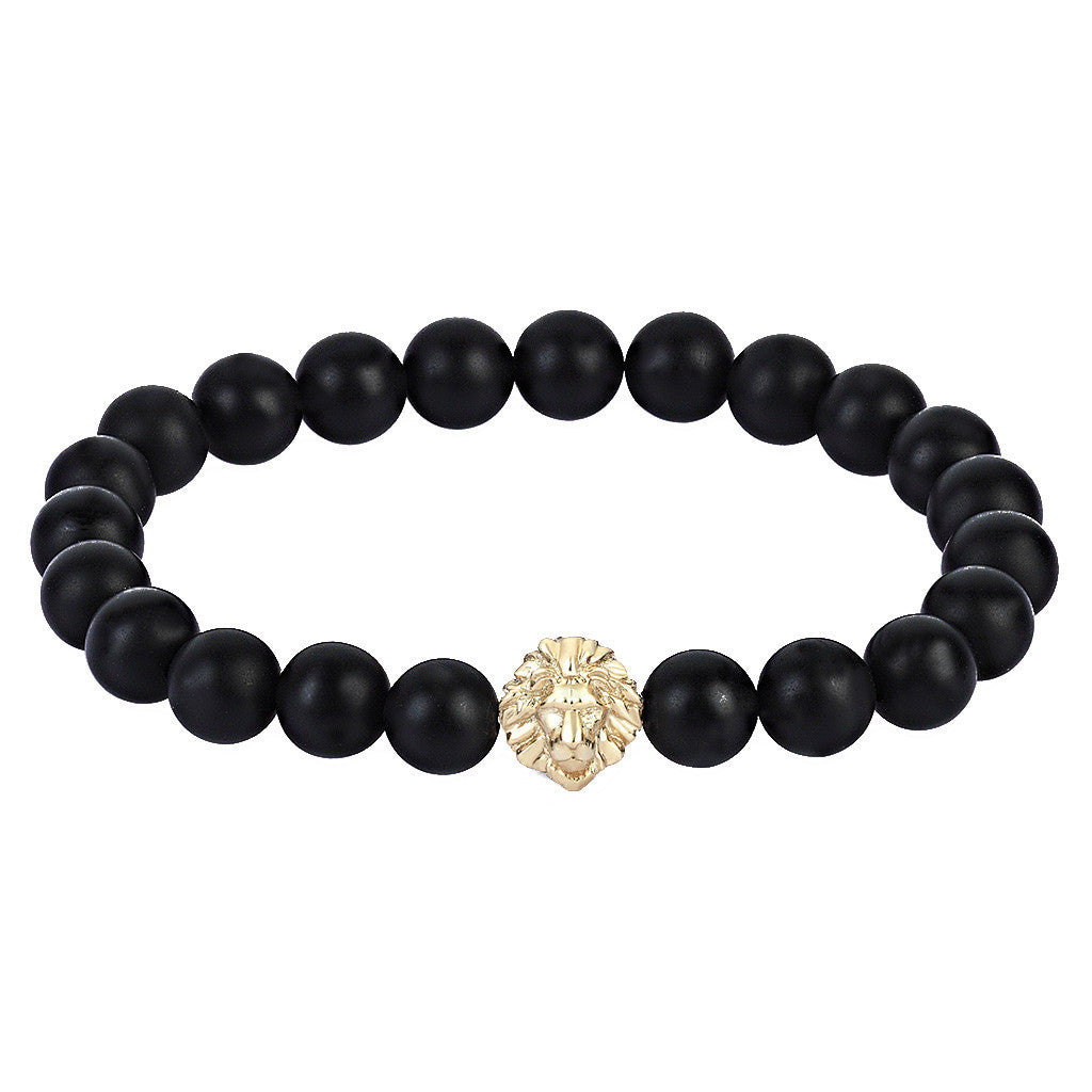 Mat Oniks Aslan Bileklik - Leo Beaded Bracelet - Atolyestone Türkiye