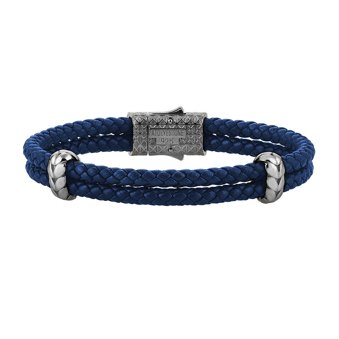 Atolyestone Elements Derİ Bİleklİk - Mavi Deri - Gunmetal