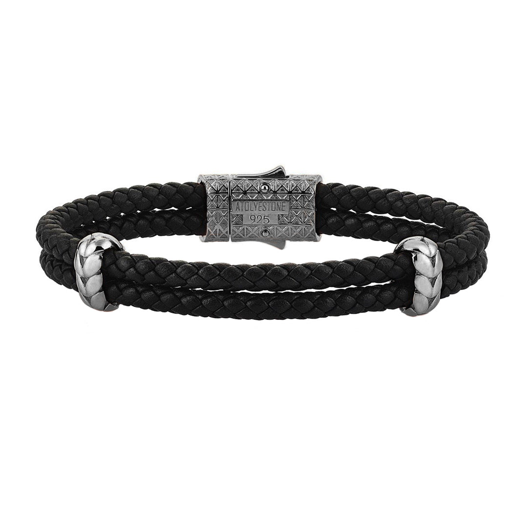 Atolyestone Elements Derİ Bİleklİk - Siyah Deri - Gunmetal