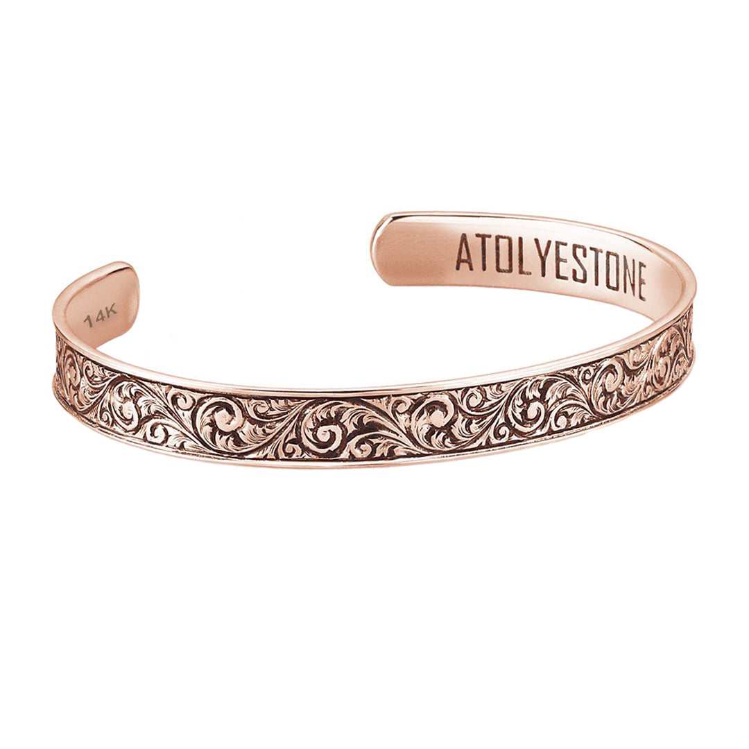 Klasik İşlemeli Cuff Bileklik - Altın
