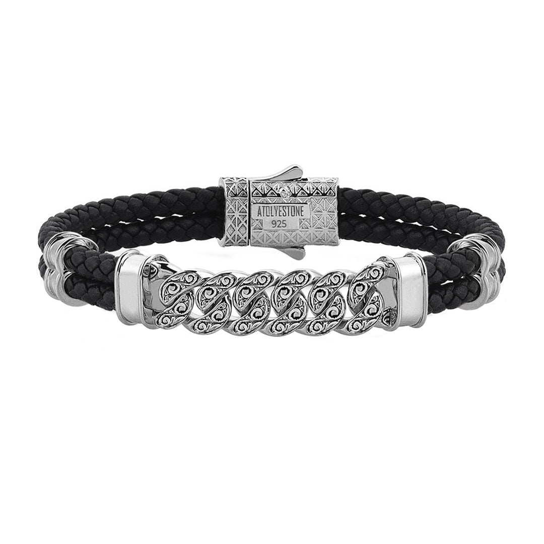 Klasik Zincir Deri Bileklik