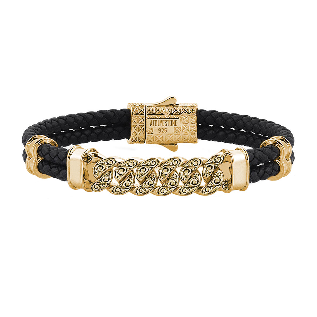 Klasik Zincir Deri Bileklik