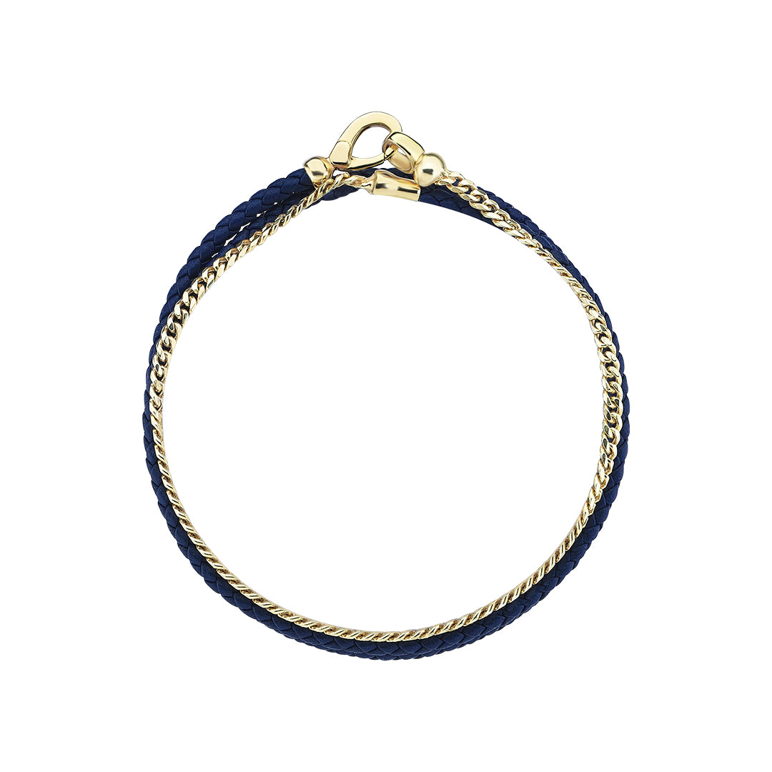 Cuban Zincir ve Deri Bileklik