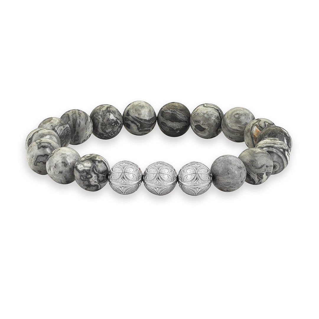 Grey Jasper Apex Doğal Taş Bileklik - Altın - - Atolyestone Türkiye