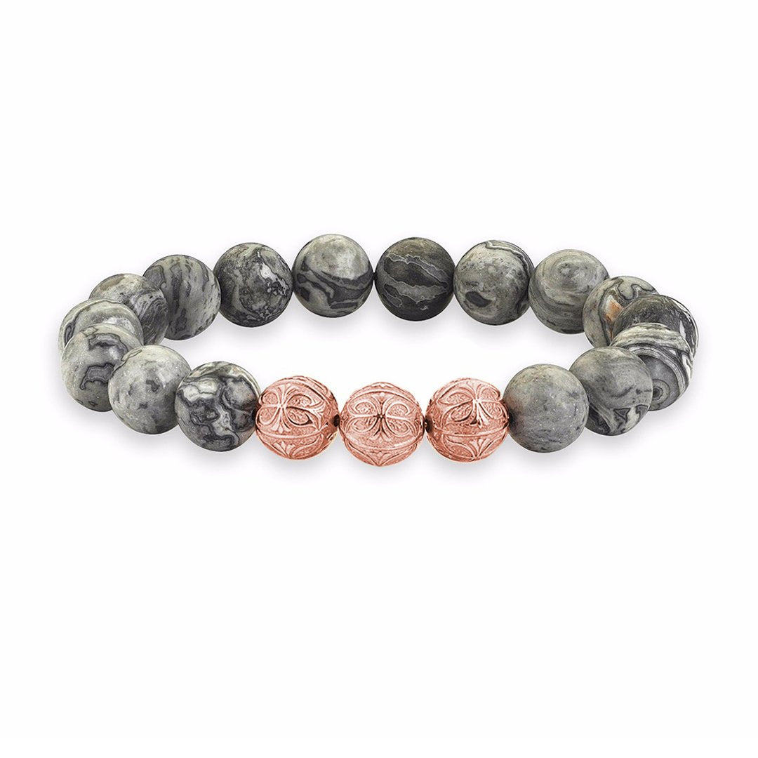 Grey Jasper Apex Doğal Taş Bileklik - Altın - - Atolyestone Türkiye