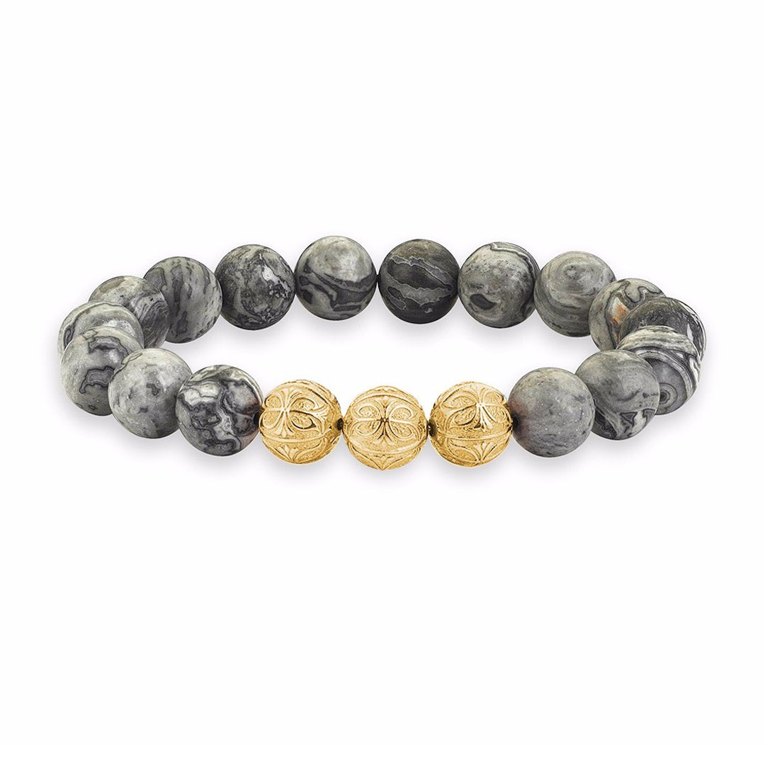 Grey Jasper Apex Doğal Taş Bileklik - Altın - - Atolyestone Türkiye