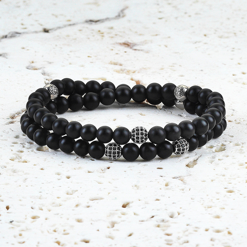 Mat Oniks Çift Sıra Bileklik - - Atolyestone Türkiye