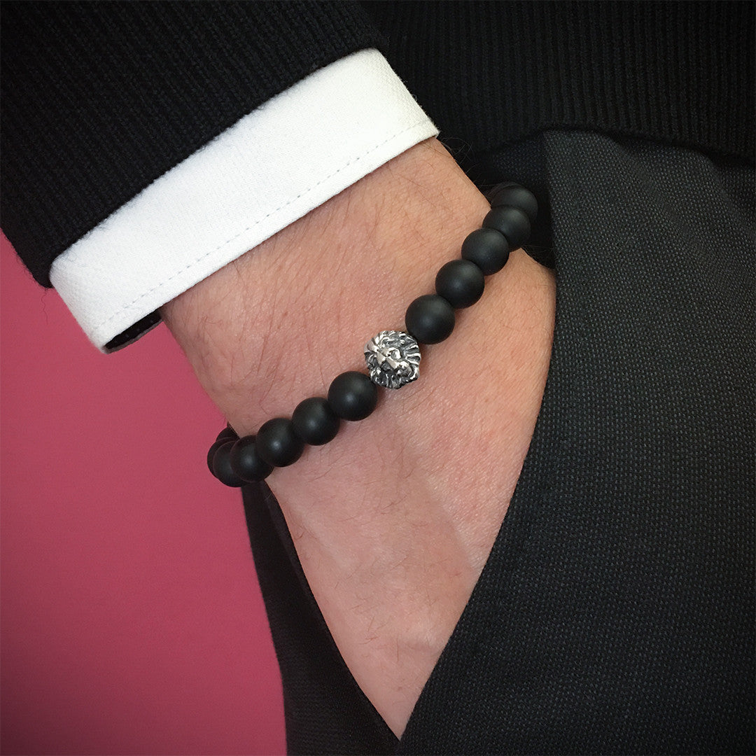 Mat Oniks Aslan Bileklik - Leo Beaded Bracelet - Atolyestone Türkiye