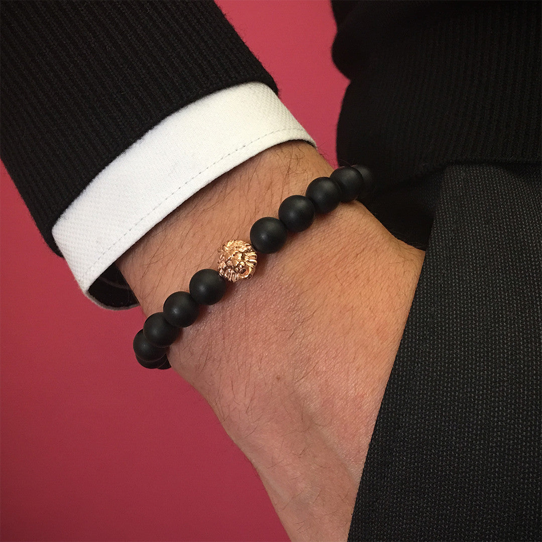 Mat Oniks Aslan Bileklik - Leo Beaded Bracelet - Atolyestone Türkiye