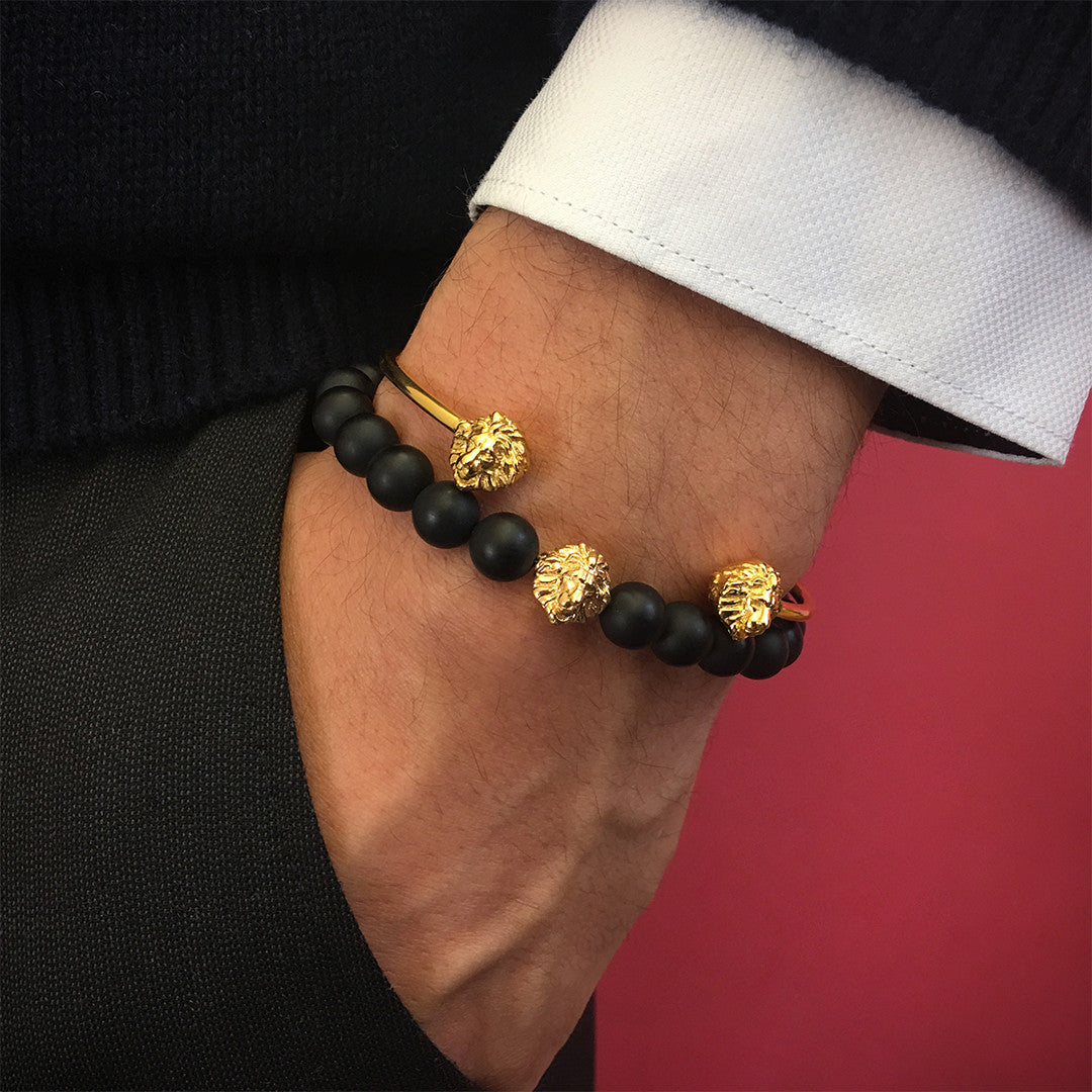 Mat Oniks Aslan Bileklik - Leo Beaded Bracelet - Atolyestone Türkiye