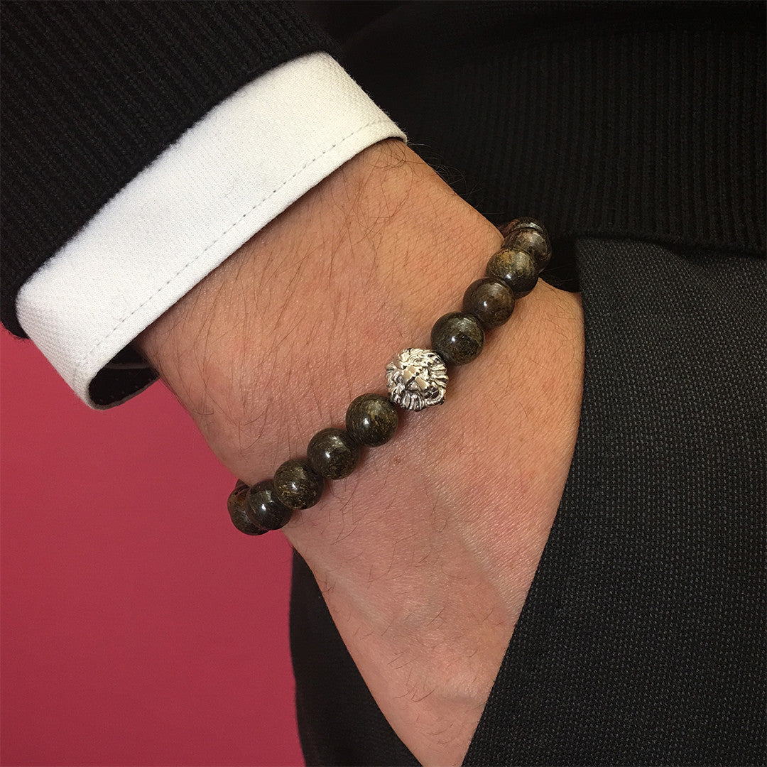 Bronzit Aslan Bileklik - Leo Beaded Bracelet - Atolyestone Türkiye