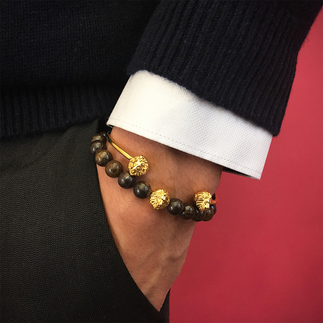 Bronzit Aslan Bileklik - Leo Beaded Bracelet - Atolyestone Türkiye