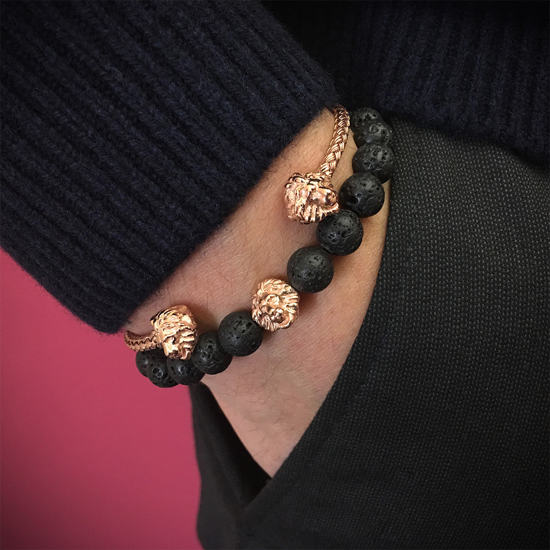 Aslan Bİleklİk Lava Taşı - Leo Beaded Bracelet - Atolyestone Türkiye