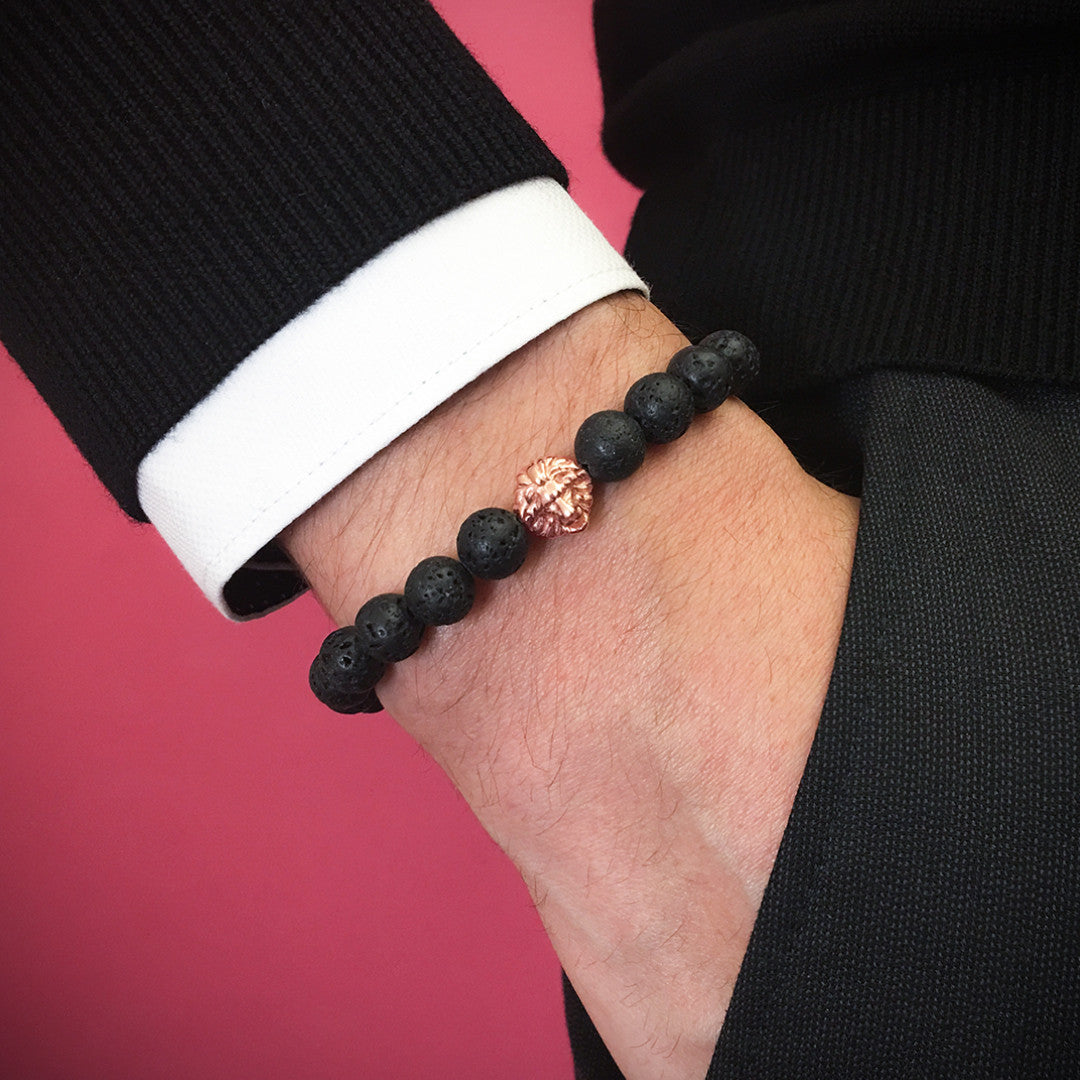 Aslan Bİleklİk Lava Taşı - Leo Beaded Bracelet - Atolyestone Türkiye