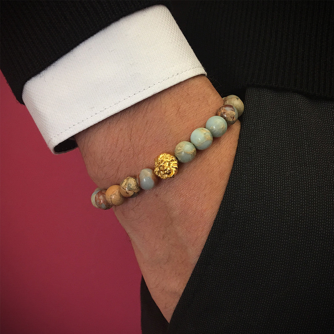 Aslan Bileklik Aqua Terra - Leo Beaded Bracelet - Atolyestone Türkiye