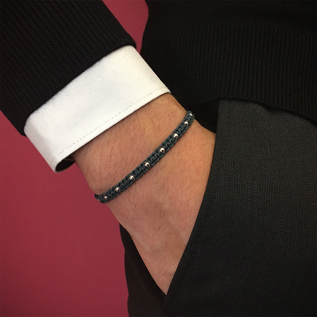 Gümüş Toplu Makrome BİLEKLİK - Macrame Bracelet - Atolyestone Türkiye