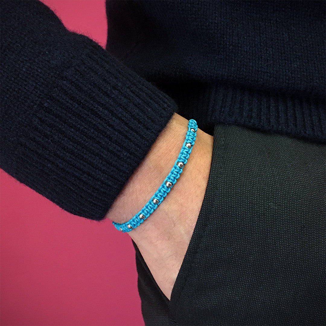 Gümüş Toplu Makrome BİLEKLİK - Macrame Bracelet - Atolyestone Türkiye