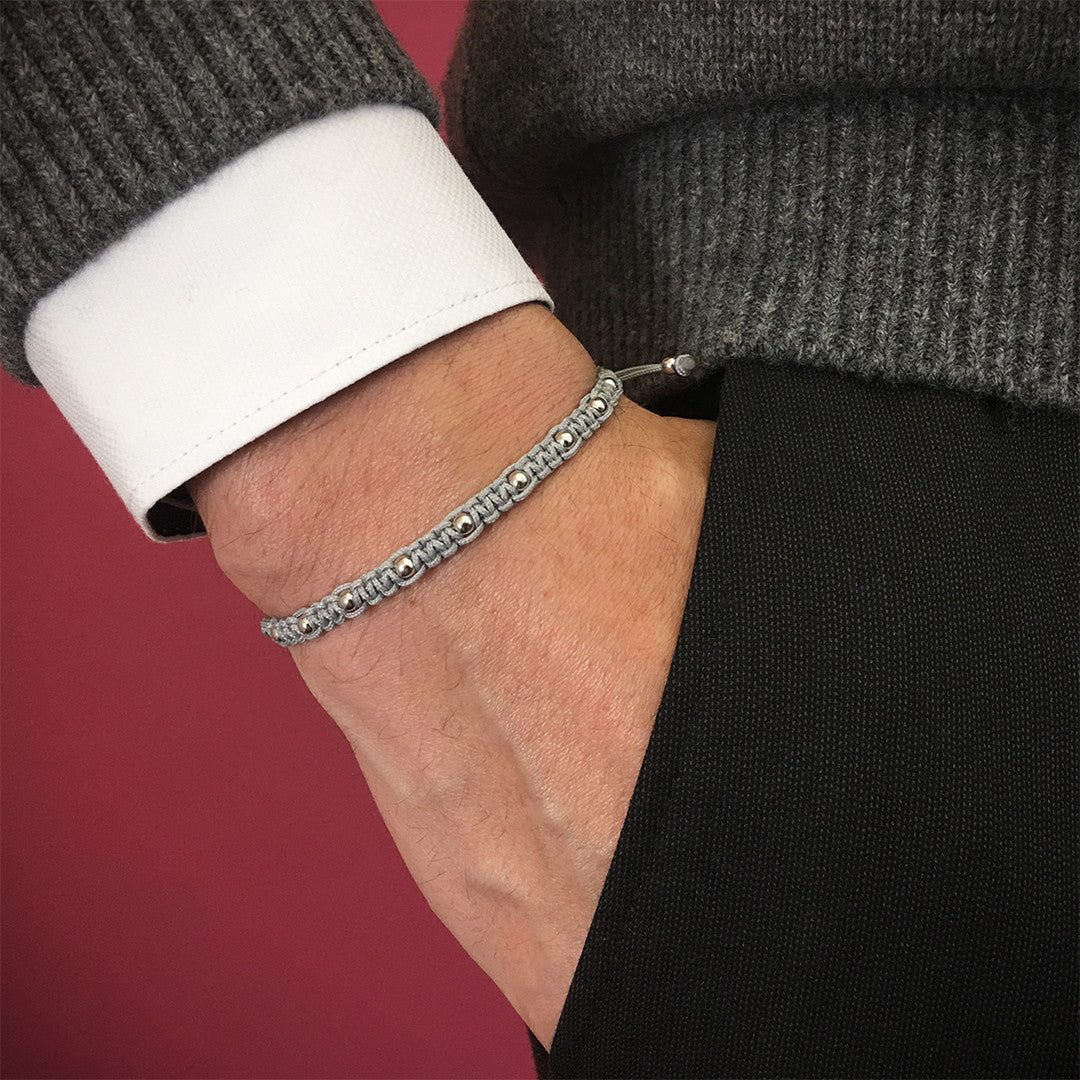 Gümüş Toplu Makrome BİLEKLİK - Macrame Bracelet - Atolyestone Türkiye
