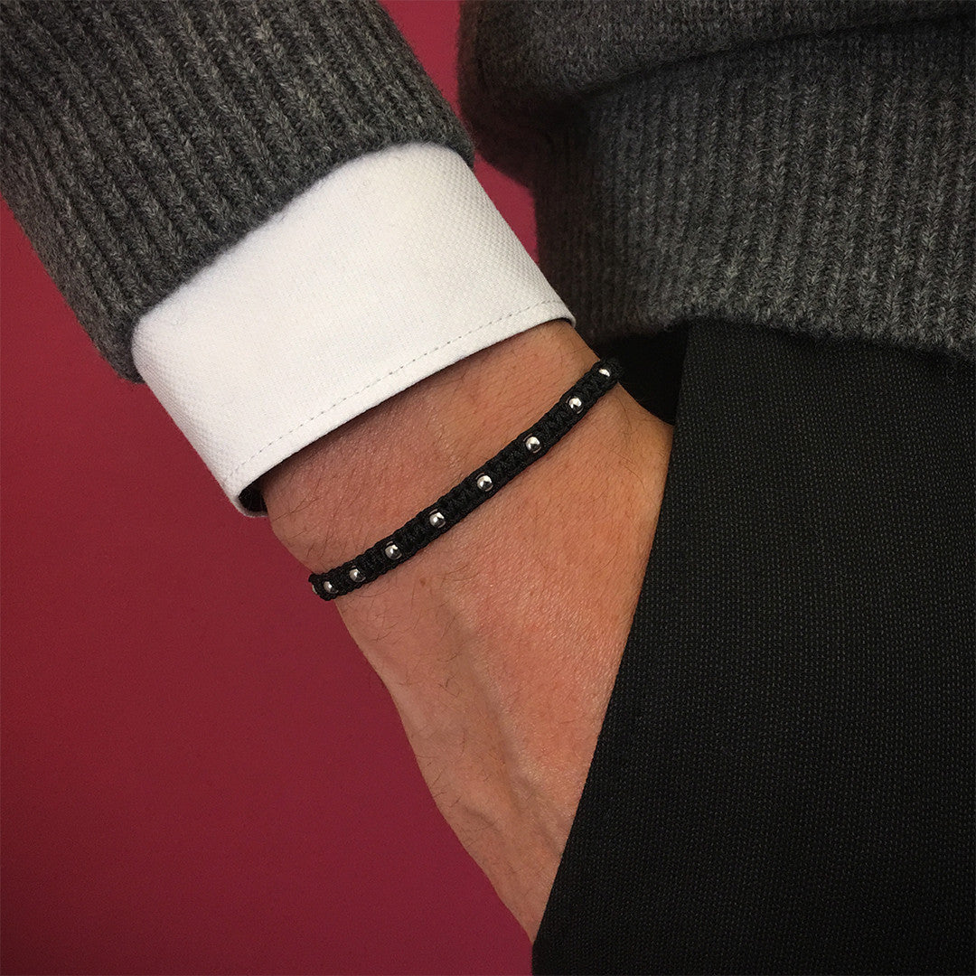 Gümüş Toplu Makrome BİLEKLİK - Macrame Bracelet - Atolyestone Türkiye