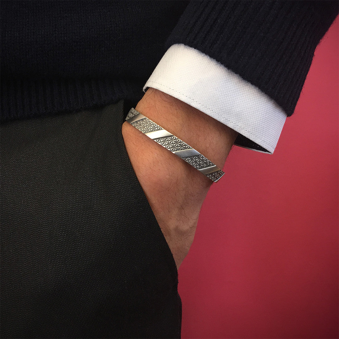 Çizgili Cuff Bileklik - - Atolyestone Türkiye