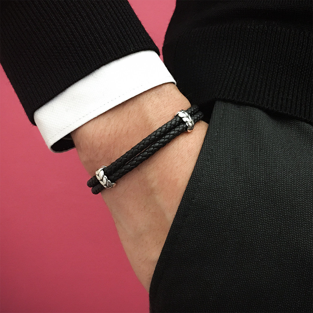 Atolyestone Elements - Beyaz Altın - Leather Bracelets - Atolyestone Türkiye