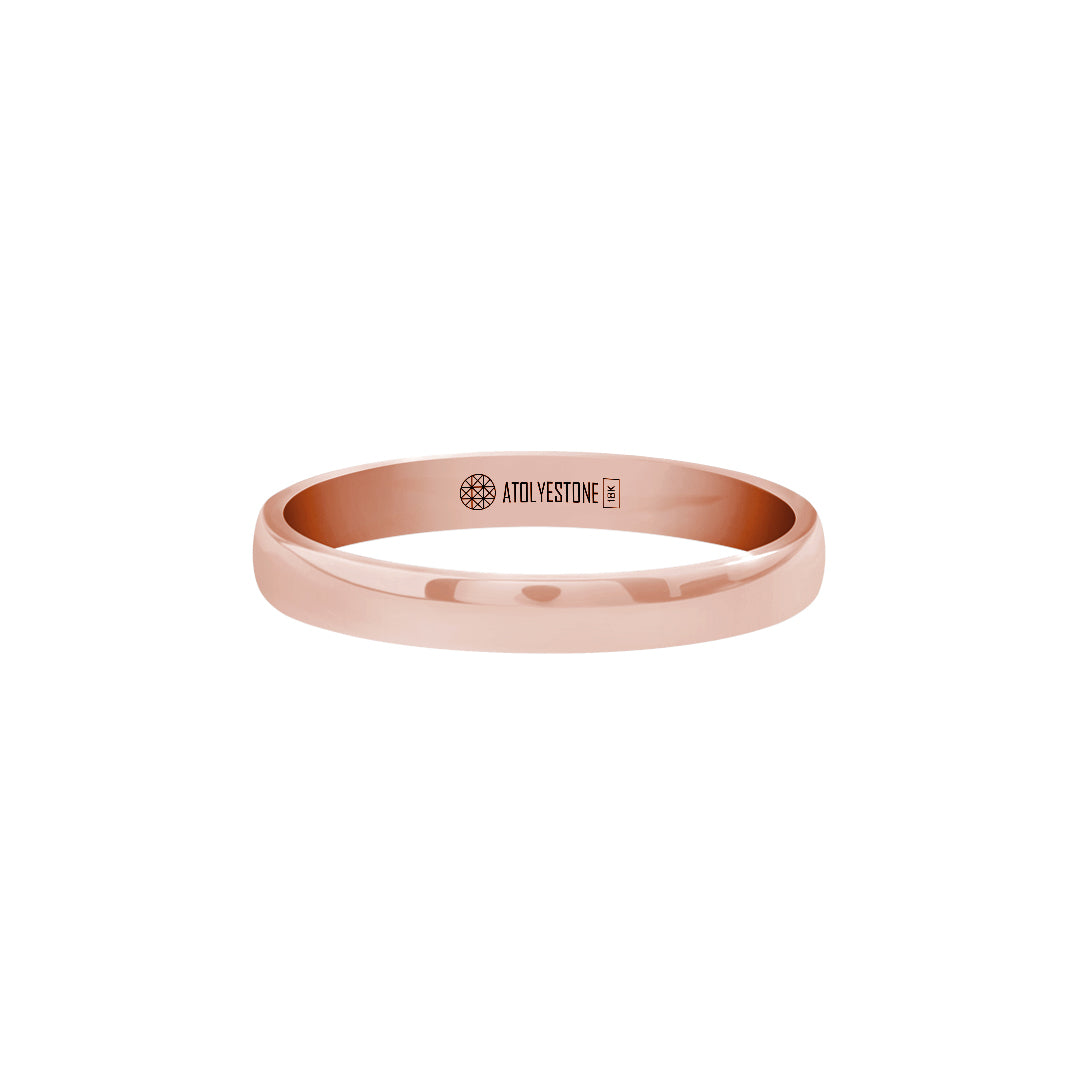 Bombeli Alyans Yüzük 3 mm Rose Altın