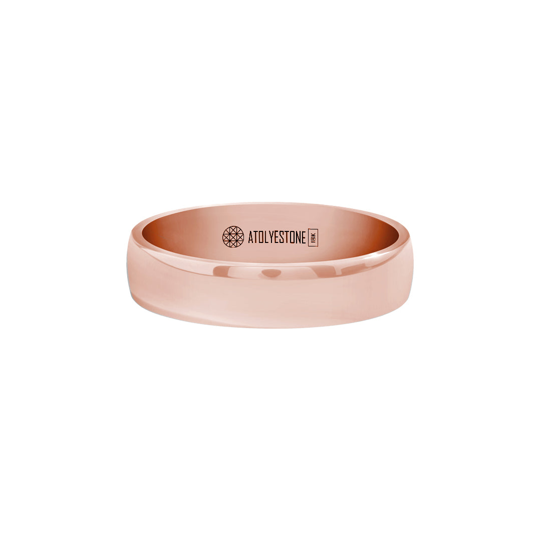Bombeli Alyans Yüzük 5 mm Rose Altın