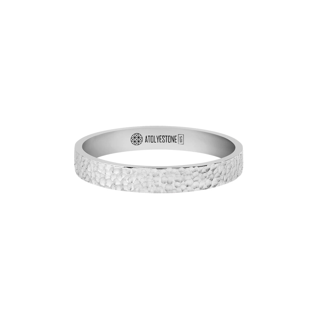 925 Ayar Gümüş Dövme Alyans Yüzük - 3mm