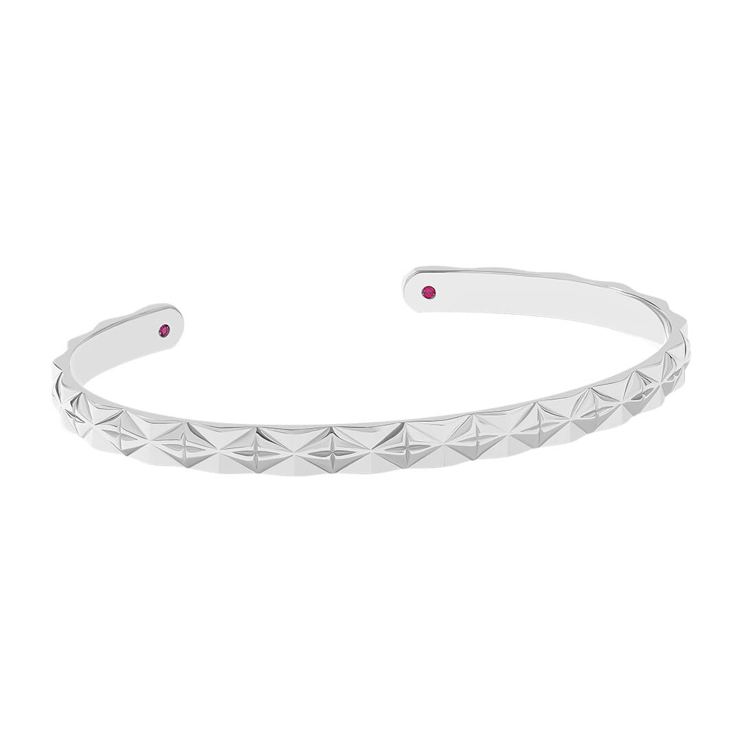 Elmas Kesim Cuff Bileklik 925 Ayar Gümüş
